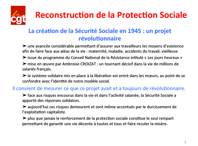 CGT - Reconstruction de la Protection Sociale