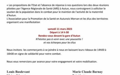 Appel à la mobilisation pour le maintien de la maternité d’Autun