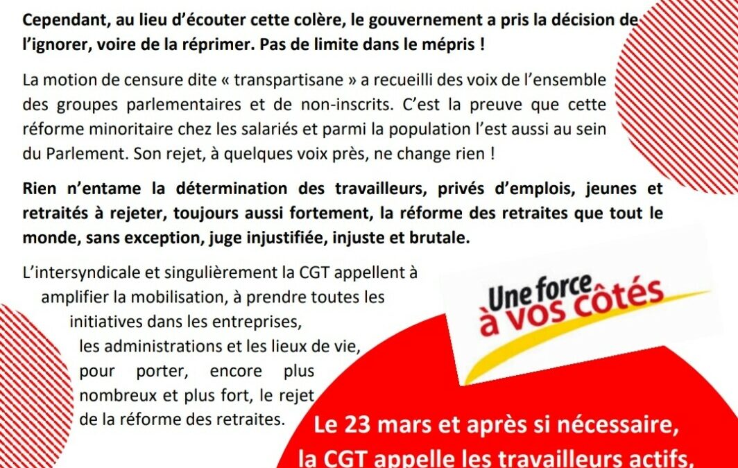 23 mars 2023 : pour faire vivre nos revendications