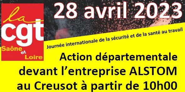 28 avril 2023 : action départementale devant Alstom Le Creusot
