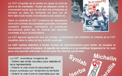 Dans le cadre de la journée nationale d’action lancée par la CGT le 1er juin 2023 contre les discriminations syndicales et contre les violences policières, l’Union Départementale CGT 71 appelle à la mobilisation.