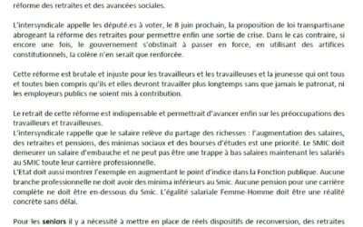 6 juin : gagnons le retrait de la réforme et obtenons des avancées sociales !