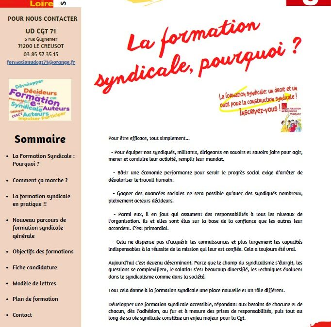 Un message du Pôle Formation de l’UD CGT 71