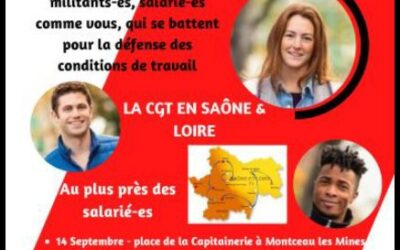 14 septembre 2023, Montceau les Mines, lancement de la campagne syndicalisation-renforcement et élections CSE