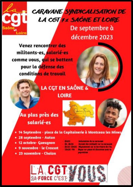 14 septembre 2023, Montceau les Mines, lancement de la campagne syndicalisation-renforcement et élections CSE