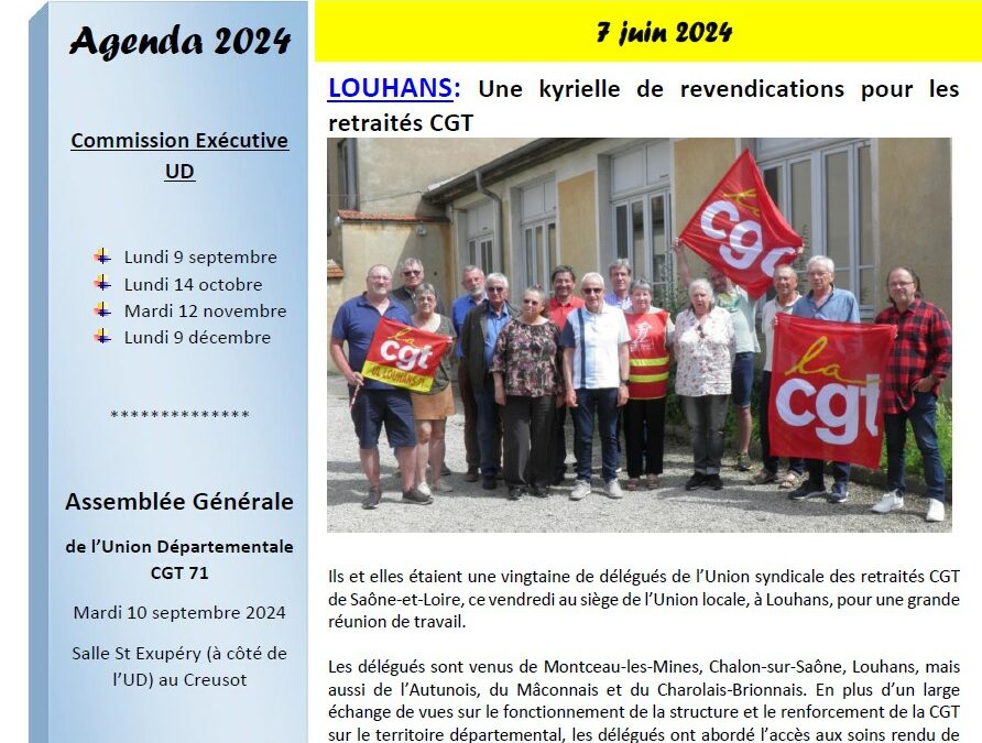UD CGT 71 : LA REVUE PRESSE DEPARTEMENTALE JUIN – JUILLET 2024