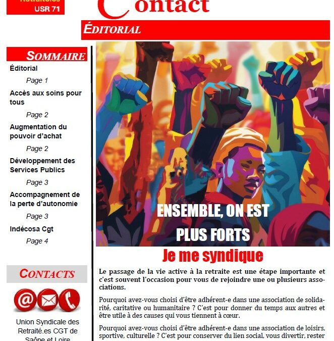 Contact, le bulletin de l’Union Syndicale des Retraité.es de Saône et Loire, consacré au Renforcement