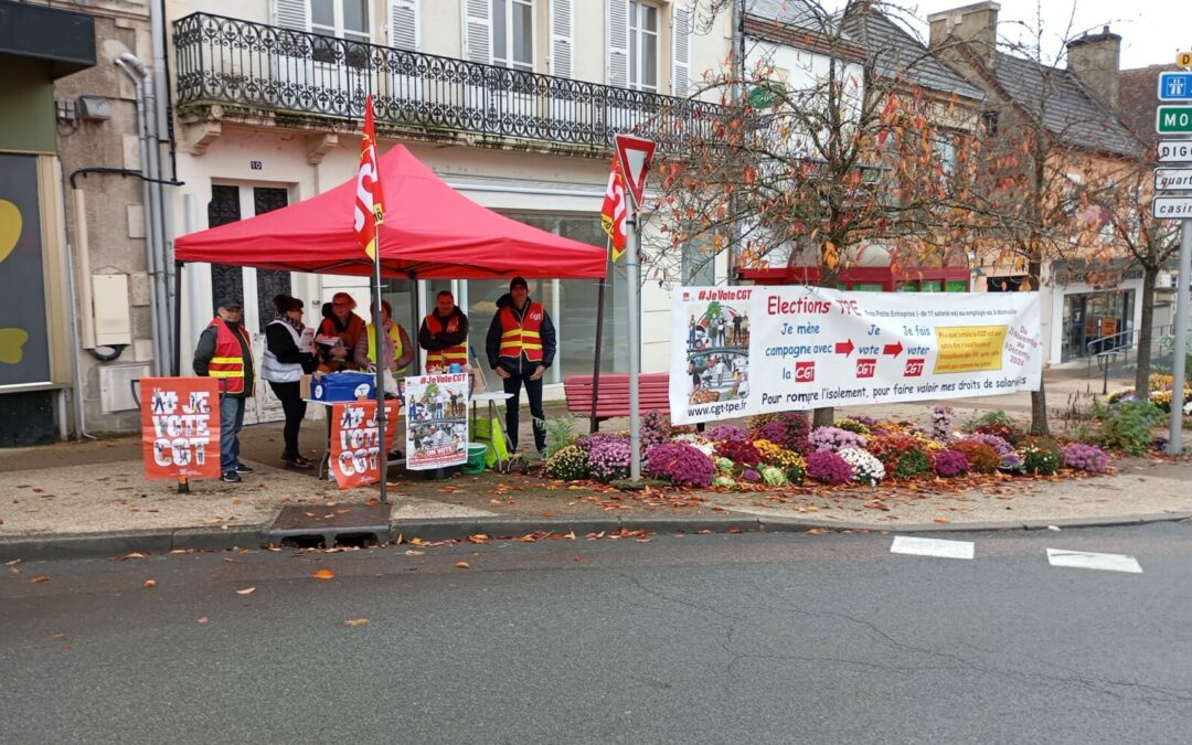 Une Campagne CGT TPE 2024 toujours aussi active : voter et faire voter CGT à Chalon et Bourbon !