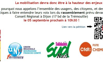 Action à Dijon et pétition SNCF 5 septembre 2025