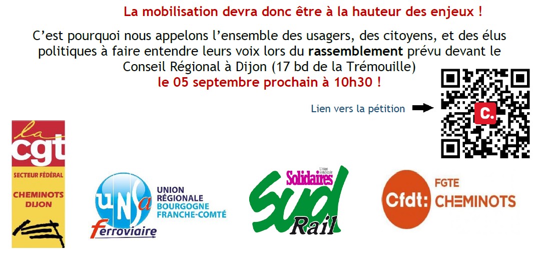 Action à Dijon et pétition SNCF 5 septembre 2025
