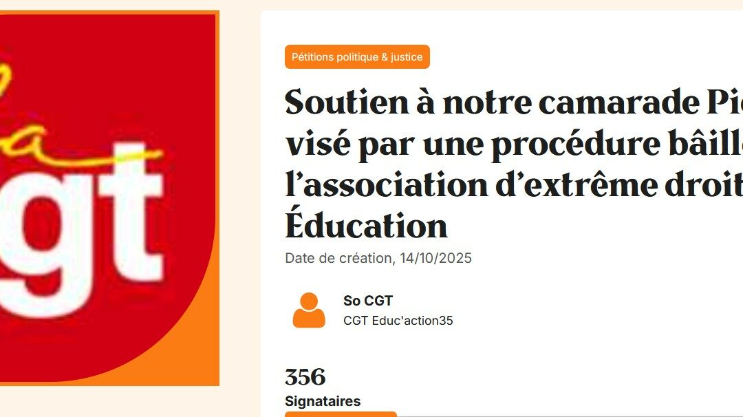 Soutien à notre camarade Pierre C. visé par une procédure bâillon de l’association d’extrême droite SOS Éducation