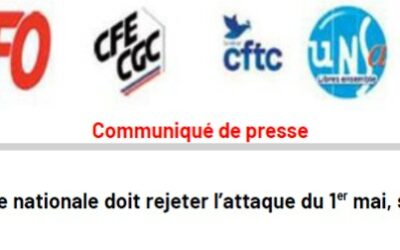 Communiqué intersyndical : le 22 janvier l’Assemblée nationale doit rejeter l’attaque du 1er mai, seul jour obligatoirement chômé et payé