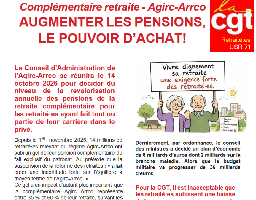 AUGMENTER LES PENSIONS, LE POUVOIR D’ACHAT !